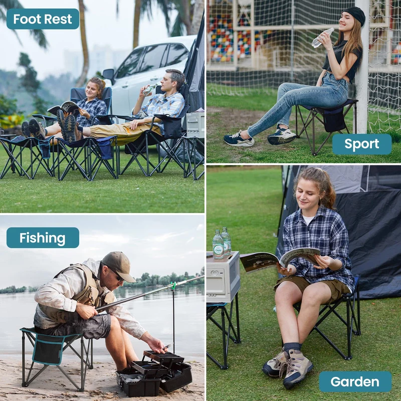 FUNDANGO Heavy-Duty Folding Camp Stool with Padded Seat
