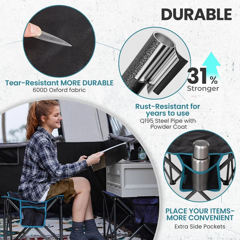 FUNDANGO Heavy-Duty Folding Camp Stool with Padded Seat
