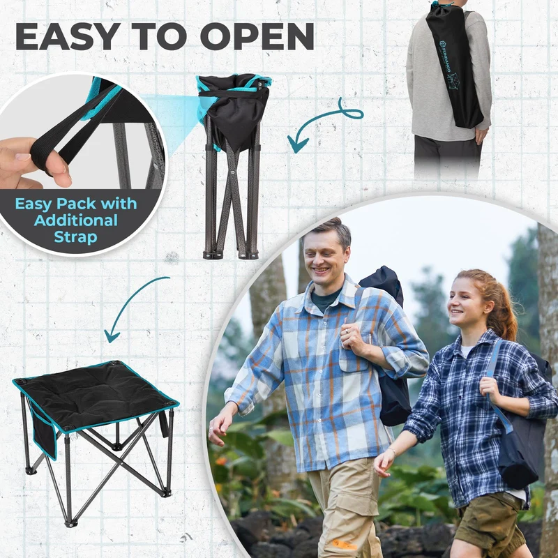 FUNDANGO Heavy-Duty Folding Camp Stool with Padded Seat