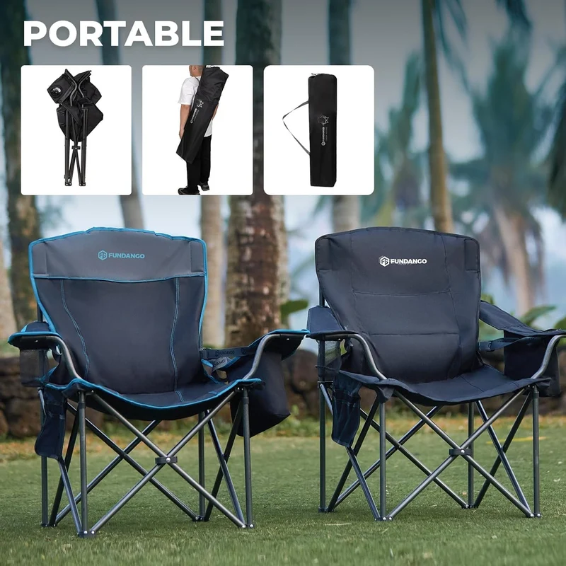 FUNDANGO Heavy Duty 550lb Capacity Oversized Outdoor Chair with Lumbar Support