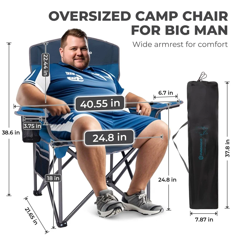FUNDANGO Heavy Duty 550lb Capacity Oversized Outdoor Chair with Lumbar Support
