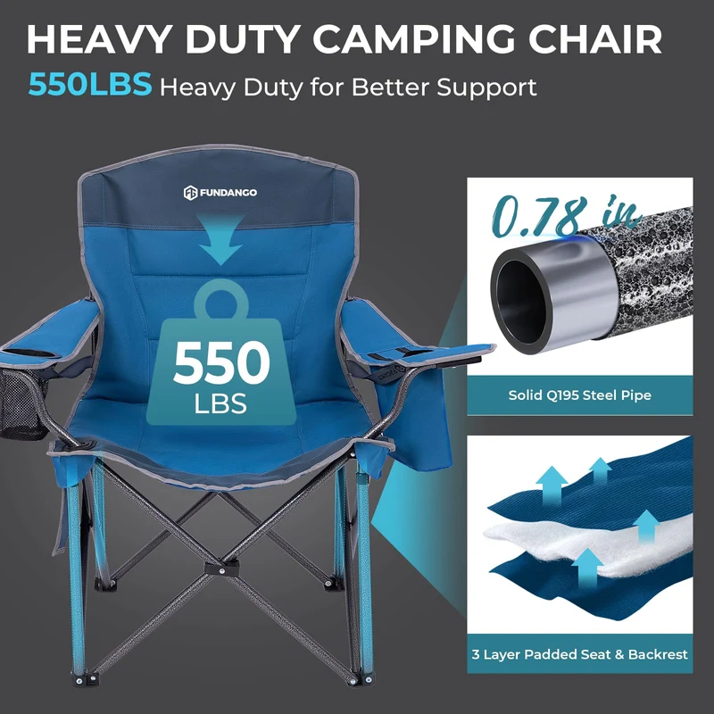FUNDANGO Heavy Duty 550lb Capacity Oversized Outdoor Chair with Lumbar Support