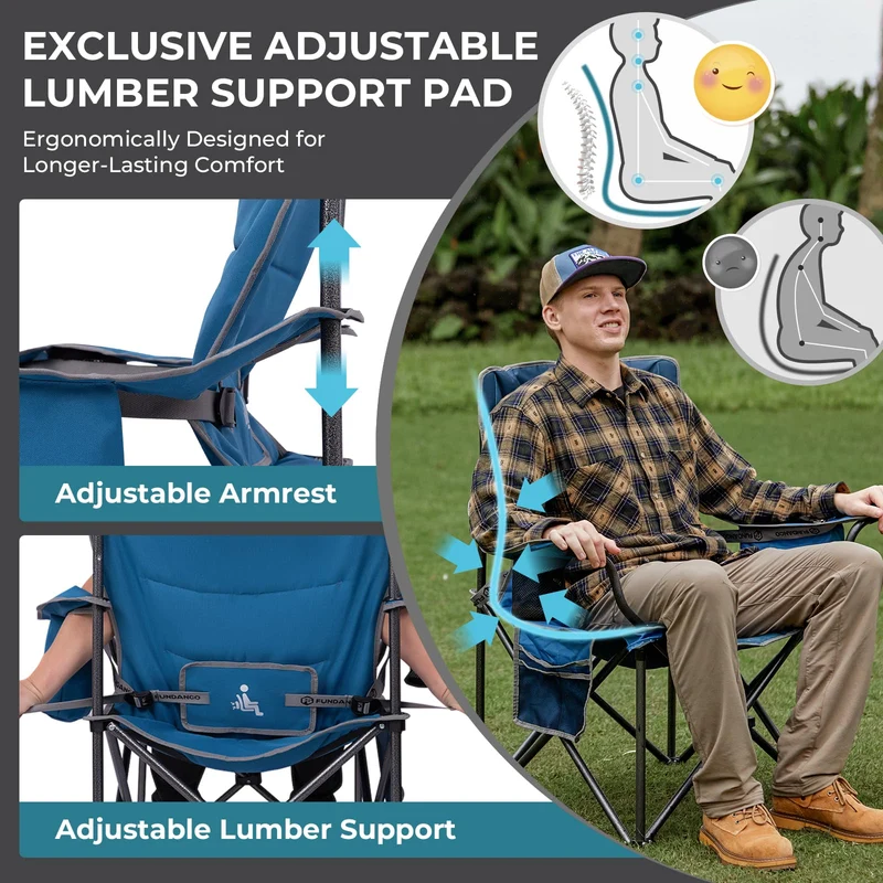 FUNDANGO Heavy Duty 550lb Capacity Oversized Outdoor Chair with Lumbar Support
