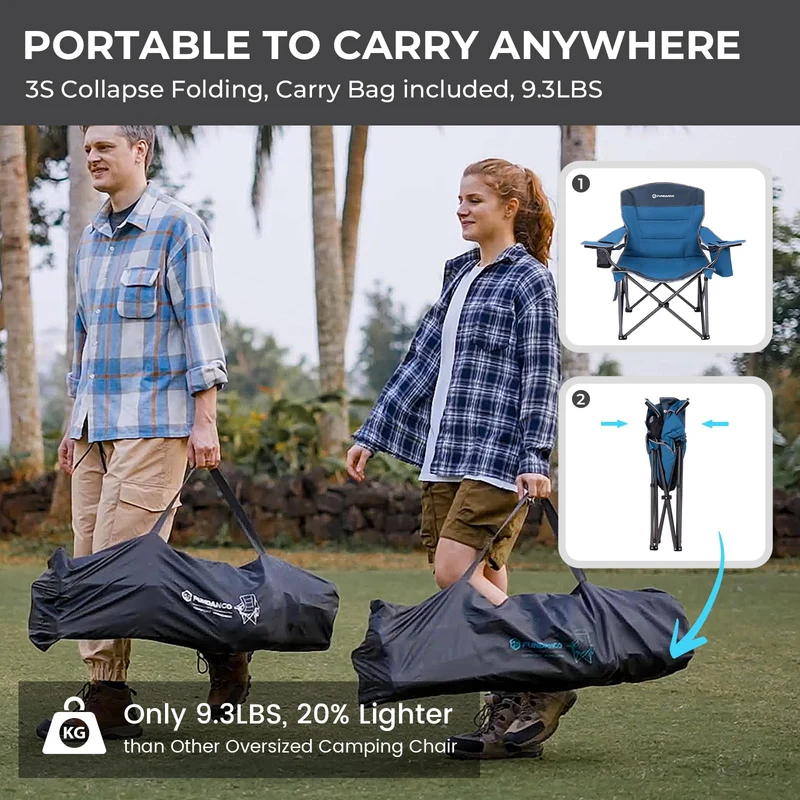 FUNDANGO Heavy Duty 550lb Capacity Oversized Outdoor Chair with Lumbar Support