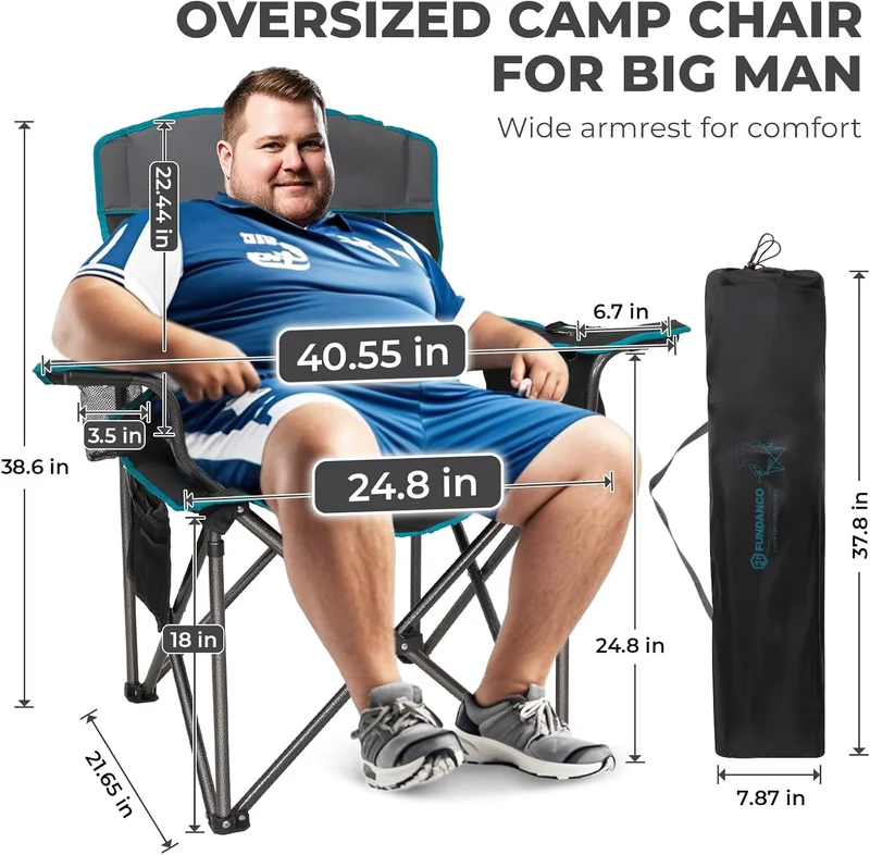 FUNDANGO Heavy Duty 550lb Capacity Oversized Outdoor Chair with Lumbar Support