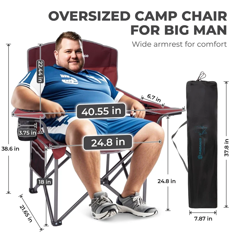 FUNDANGO Heavy Duty 550lb Capacity Oversized Outdoor Chair with Lumbar Support