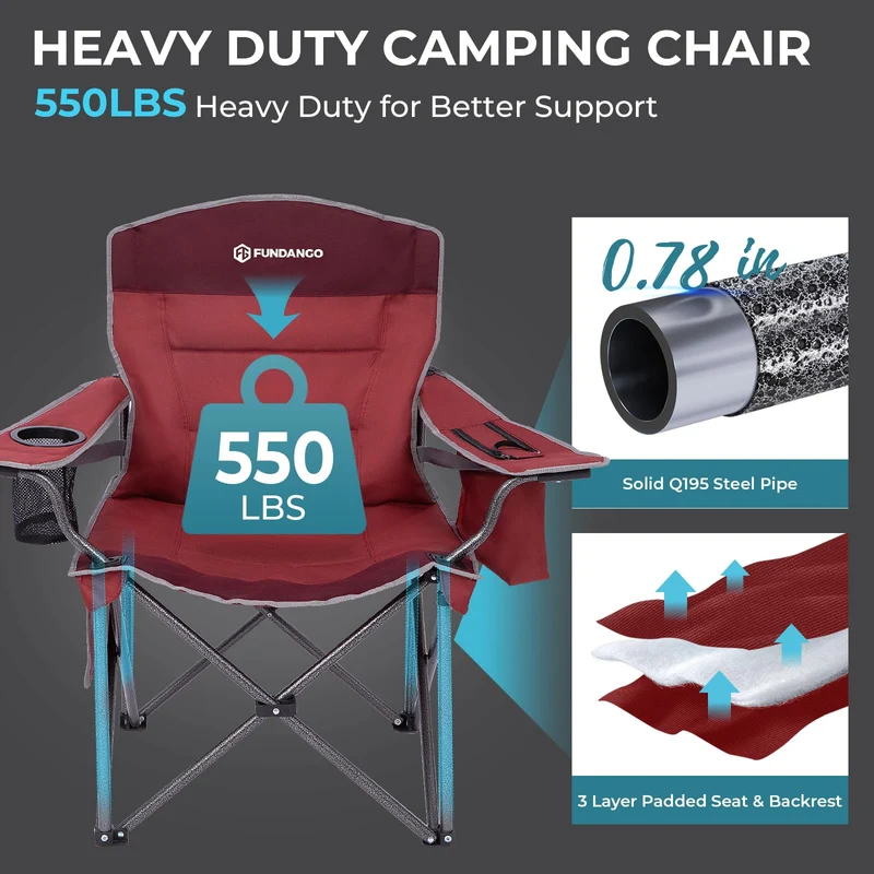 FUNDANGO Heavy Duty 550lb Capacity Oversized Outdoor Chair with Lumbar Support
