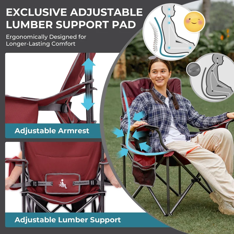 FUNDANGO Heavy Duty 550lb Capacity Oversized Outdoor Chair with Lumbar Support