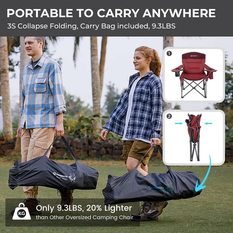 FUNDANGO Heavy Duty 550lb Capacity Oversized Outdoor Chair with Lumbar Support