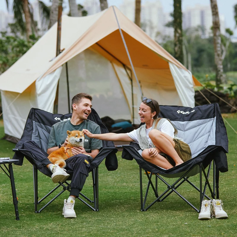 KingCamp CANNA C10 PLUS Oversized Padded Camping Chair, Heavy Duty Folding Chair with Cooler Bag, Cup Holder, Phone Slot & Carry Bag