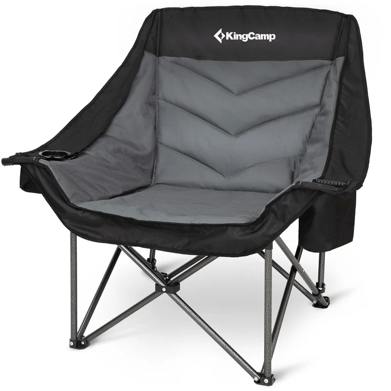 KingCamp CANNA C10 PLUS Oversized Padded Camping Chair, Heavy Duty Folding Chair with Cooler Bag, Cup Holder, Phone Slot & Carry Bag