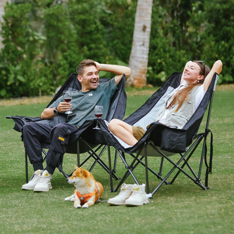 KingCamp CANNA C10 PLUS Oversized Padded Camping Chair, Heavy Duty Folding Chair with Cooler Bag, Cup Holder, Phone Slot & Carry Bag