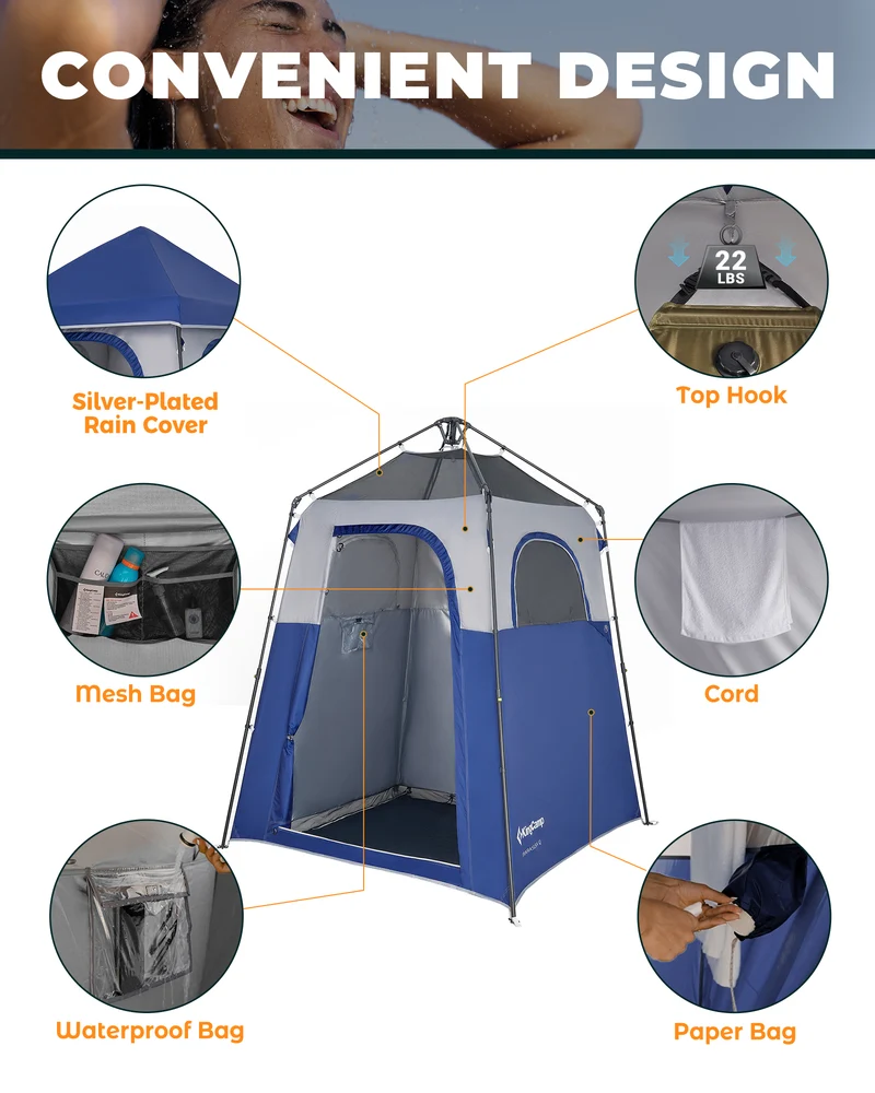 KingCamp MARASUSA Q Single Privacy Shelter | Pop-Up Camping Shower Tent with UPF50+ Sun Protection