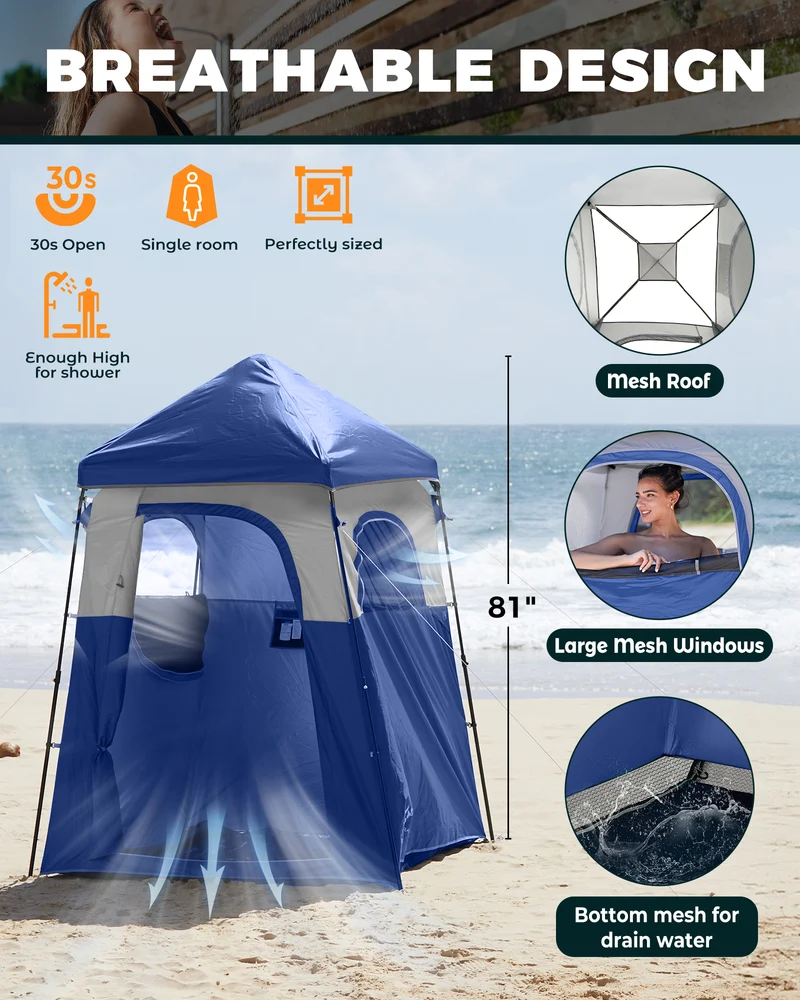 KingCamp MARASUSA Q Single Privacy Shelter | Pop-Up Camping Shower Tent with UPF50+ Sun Protection