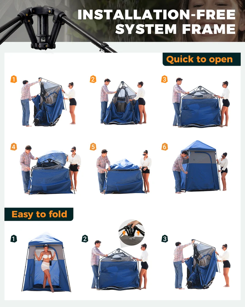 KingCamp MARASUSA Q Single Privacy Shelter | Pop-Up Camping Shower Tent with UPF50+ Sun Protection