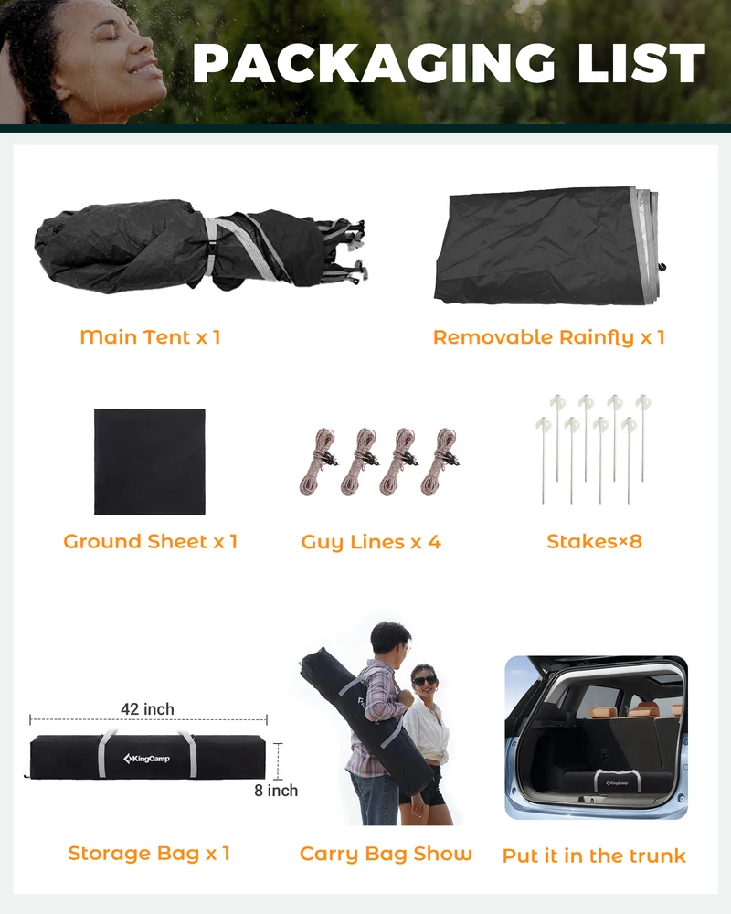 KingCamp MARASUSA Q Single Privacy Shelter | Pop-Up Camping Shower Tent with UPF50+ Sun Protection