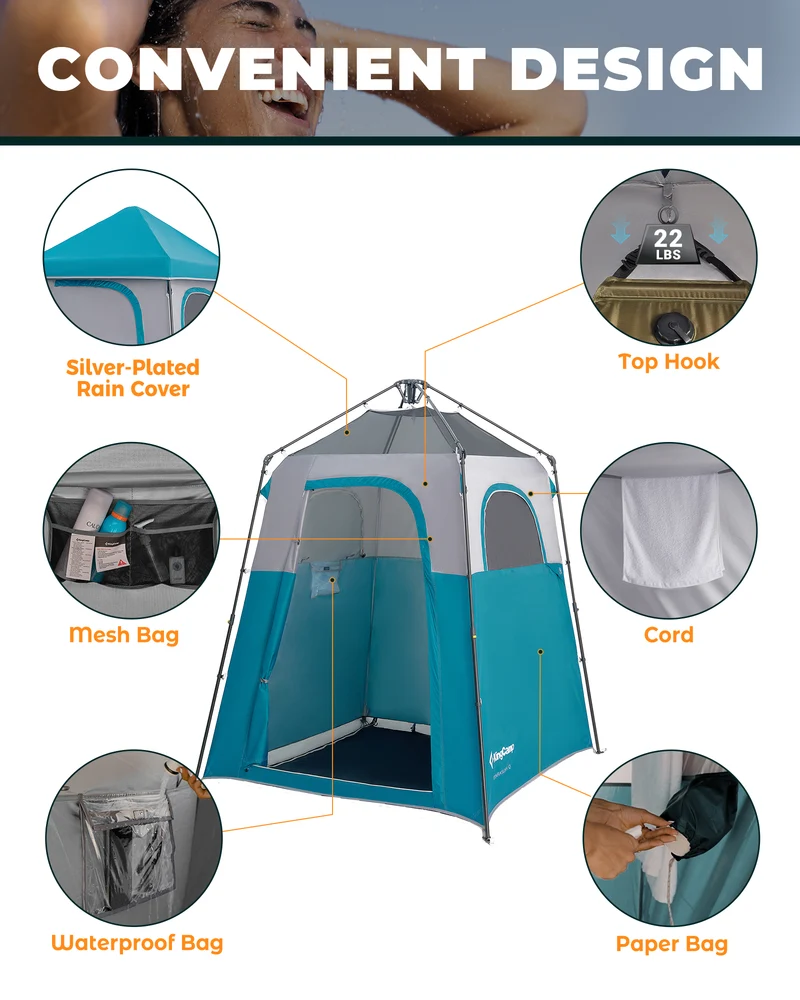 KingCamp MARASUSA Q Single Privacy Shelter | Pop-Up Camping Shower Tent with UPF50+ Sun Protection