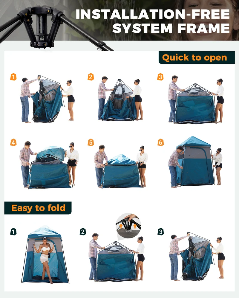 KingCamp MARASUSA Q Single Privacy Shelter | Pop-Up Camping Shower Tent with UPF50+ Sun Protection