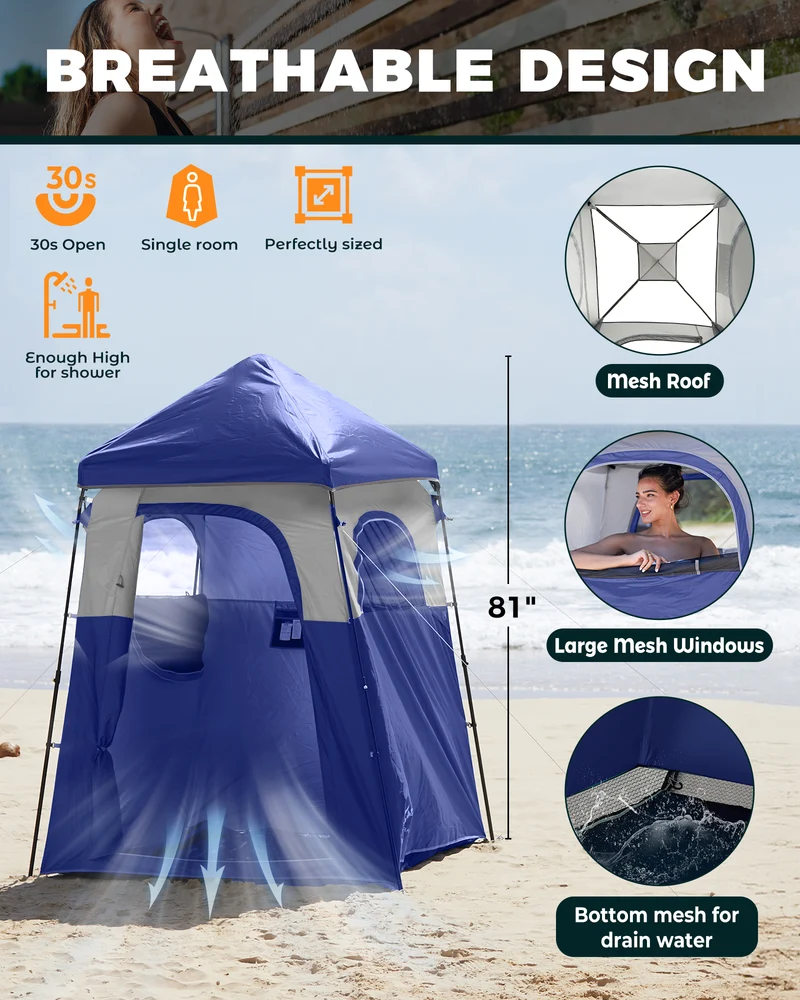 KingCamp MARASUSA Q Single Privacy Shelter | Pop-Up Camping Shower Tent with UPF50+ Sun Protection