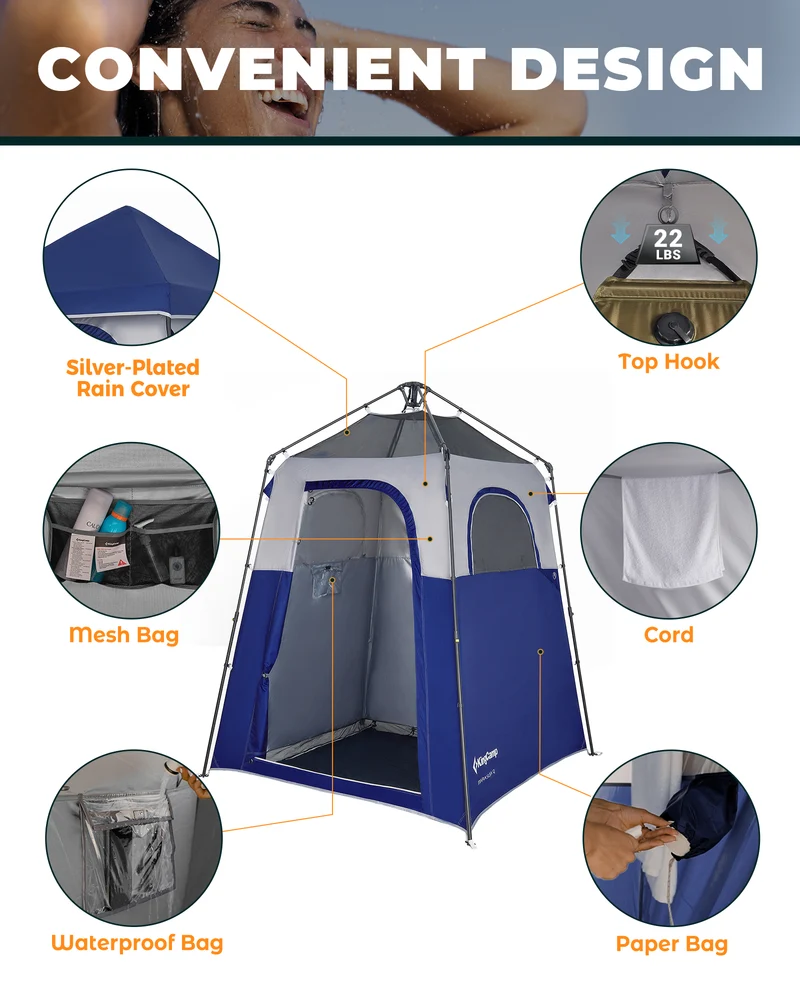 KingCamp MARASUSA Q Single Privacy Shelter | Pop-Up Camping Shower Tent with UPF50+ Sun Protection