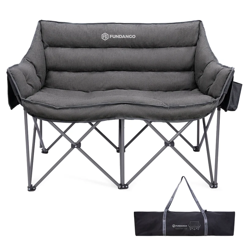 FUNDANGO Aurora Luxia P2 Double Camping Chair | Oversized Loveseat for Two with 450g Ultra-Thick Padding, Cup Holders & Mesh Pocket, 880lb Capacity