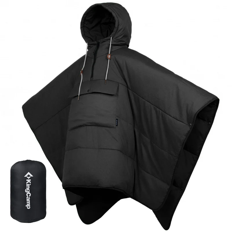 KingCamp MURANO 180 Wearable Hooded Poncho Blanket | 3-in-1 Convertible Camping Poncho, Lightweight Outdoor Cape with Kangaroo Pocket