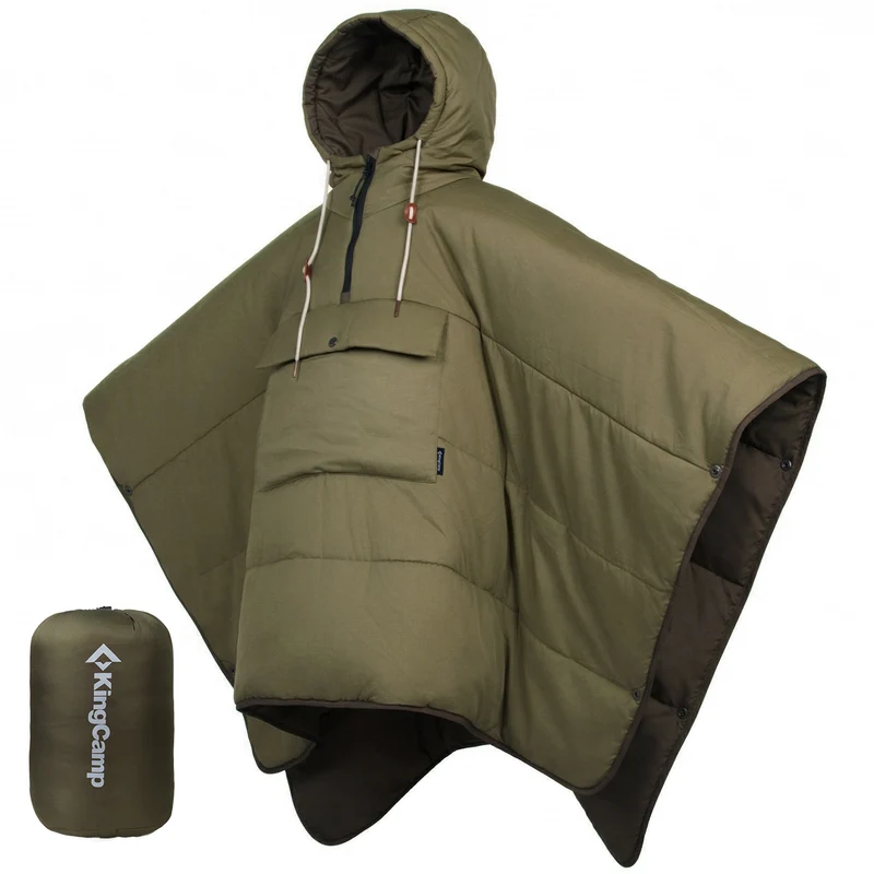 KingCamp MURANO 180 Wearable Hooded Poncho Blanket | 3-in-1 Convertible Camping Poncho, Lightweight Outdoor Cape with Kangaroo Pocket