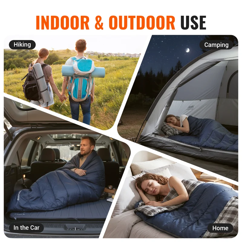 KingCamp SNOWFLAKE 400+ Single Sleeping Bag | 3-Season Flannel Sleeping Bag for Adults, Zip-Together Expandable Design for Camping & Backpacking