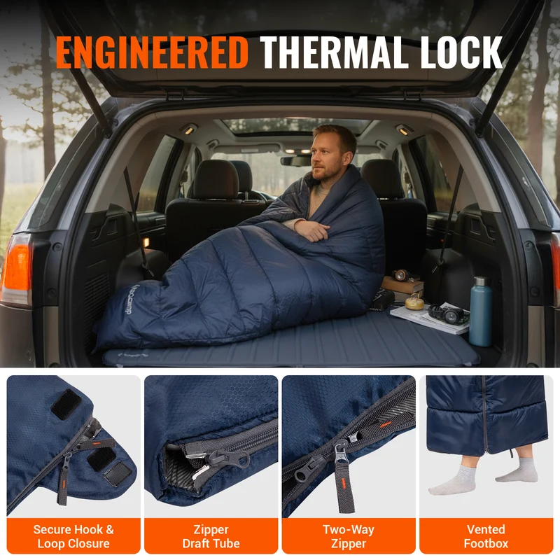 KingCamp SNOWFLAKE 400+ Single Sleeping Bag | 3-Season Flannel Sleeping Bag for Adults, Zip-Together Expandable Design for Camping & Backpacking