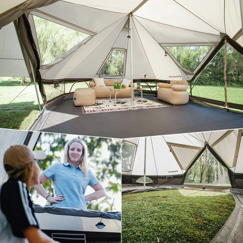 KingCamp KHAN Palace 22FT (6.7M) Canvas Glamping Tent – 10-12 Person 4-Season Luxury Family Tent with Stove Jack