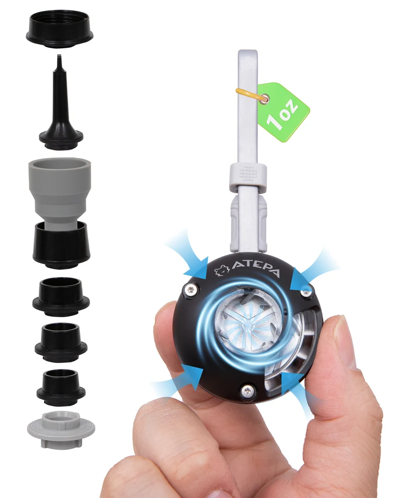 ATEPA 2-in-1 Ultra-Mini Air Pump | Only 1oz (28g) Portable Electric Pump for Inflatables, USB Powered with 7 Nozzles