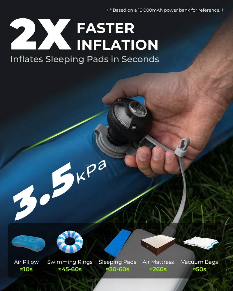 ATEPA 2-in-1 Ultra-Mini Air Pump | Only 1oz (28g) Portable Electric Pump for Inflatables, USB Powered with 7 Nozzles