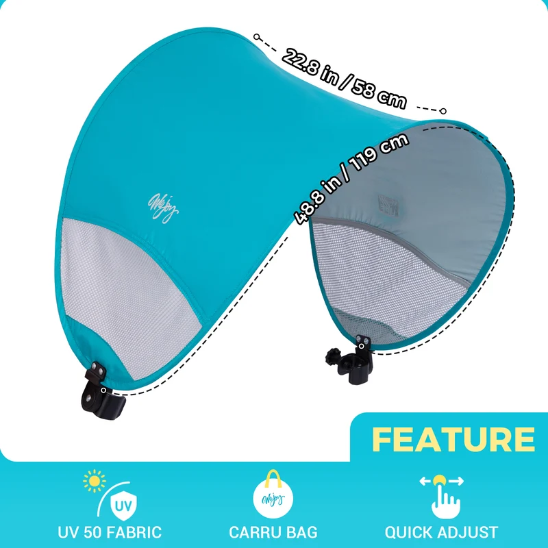 WEJOY Adjustable Canopy Sun Shade Accessory | Universal Clip-On UPF50+ Portable Sunshade for Beach Chairs, Camping Chairs & More