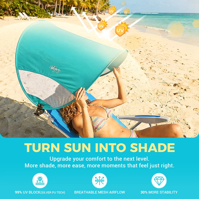 WEJOY Adjustable Canopy Sun Shade Accessory | Universal Clip-On UPF50+ Portable Sunshade for Beach Chairs, Camping Chairs & More