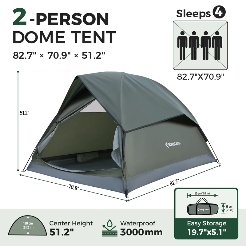 KingCamp HOLIDAY PRO II 2-Person Camping Tent | Ultralight Backpacking Tent with Enlarged Rain Fly