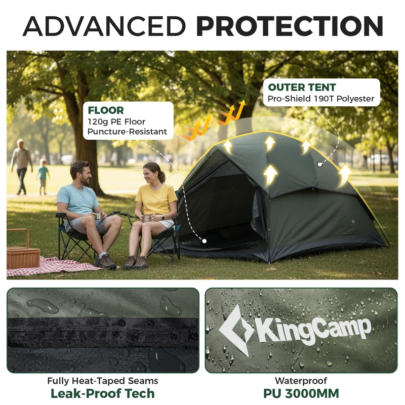 KingCamp HOLIDAY PRO II 2-Person Camping Tent | Ultralight Backpacking Tent with Enlarged Rain Fly