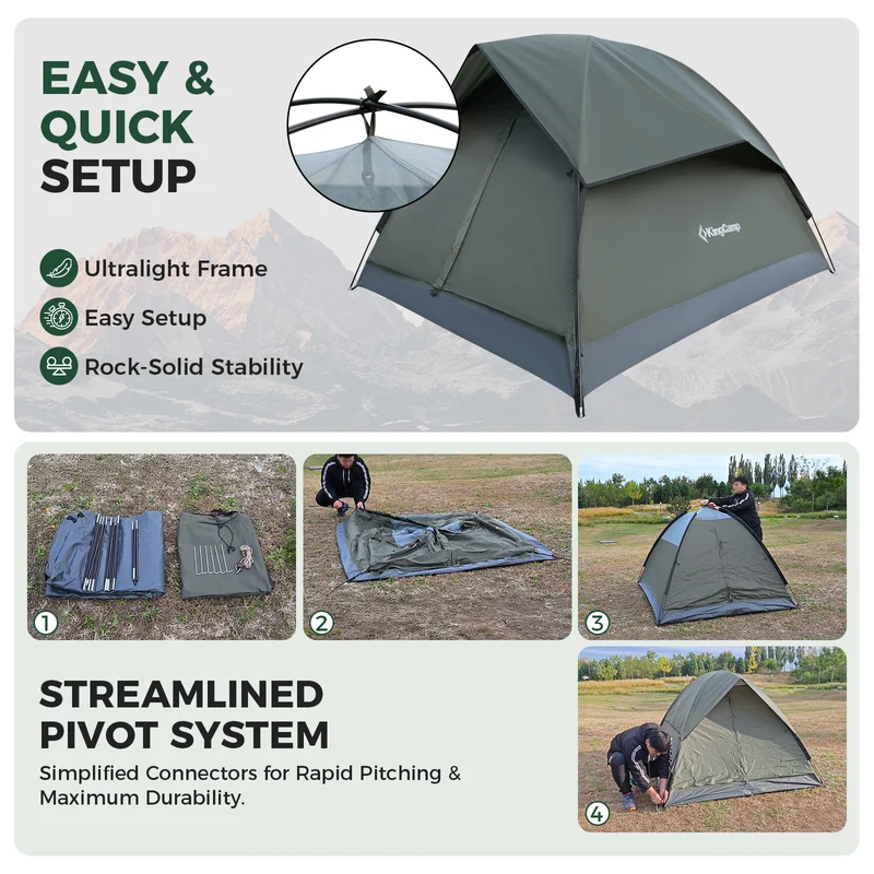 KingCamp HOLIDAY PRO II 2-Person Camping Tent | Ultralight Backpacking Tent with Enlarged Rain Fly