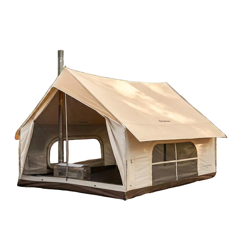 KingCamp MOUNTAIN IN C5 Canvas Hot Tent | 5-6 Person Cabin Tent with Stove Jack, Waterproof & Windproof for 4-Season Camping