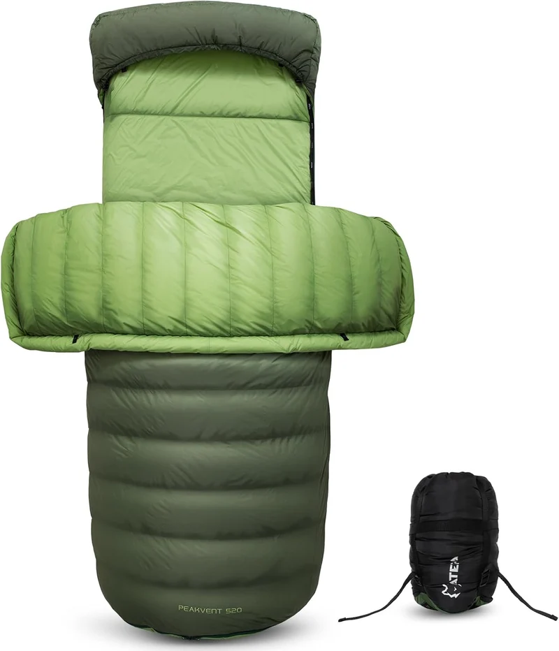 ATEPA PEAKVENT 520 3-in-1 Backpacking Sleeping Bag | 650FP Down Blend, Detachable Top Quilt & Pad Cover