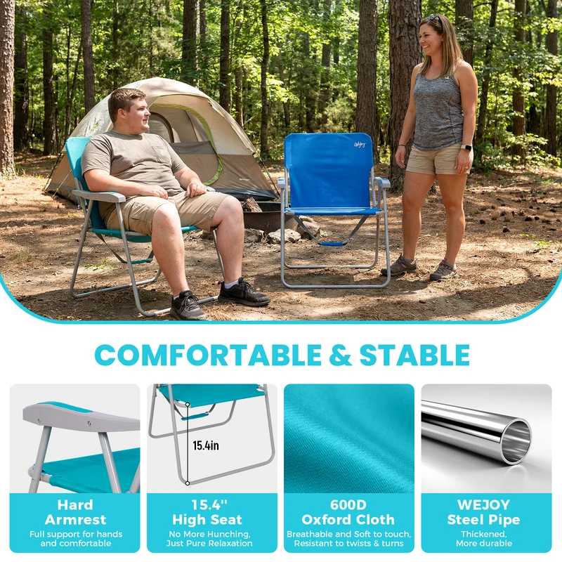 WEJOY AQUAL B10 XL Oversized Folding Beach Chair | High-Back Camping Chair with Hard Armrests