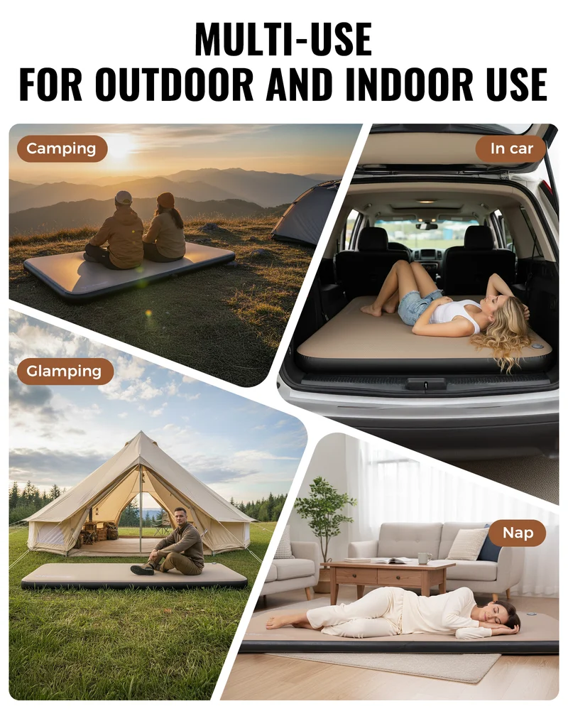 KingCamp Flexi Rest 8.0 Series Inflatable Sleeping Pads | Drop-Stitch TPU Camping Mats with 1100lb Capacity, Quiet & Compact