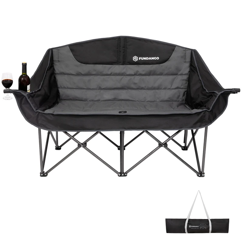 FUNDANGO Horizon Bliss P2 Double Folding Camping Loveseat | 2-Person Padded Outdoor Couch with Cup Holders Heavy Duty 880lb Capacity