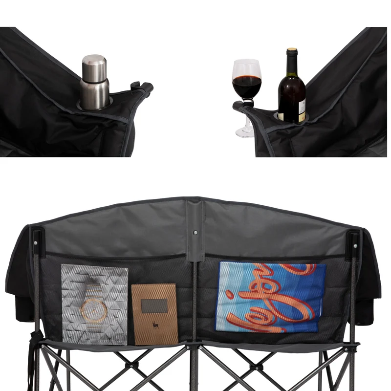 FUNDANGO Horizon Bliss P2 Double Folding Camping Loveseat | 2-Person Padded Outdoor Couch with Cup Holders Heavy Duty 880lb Capacity