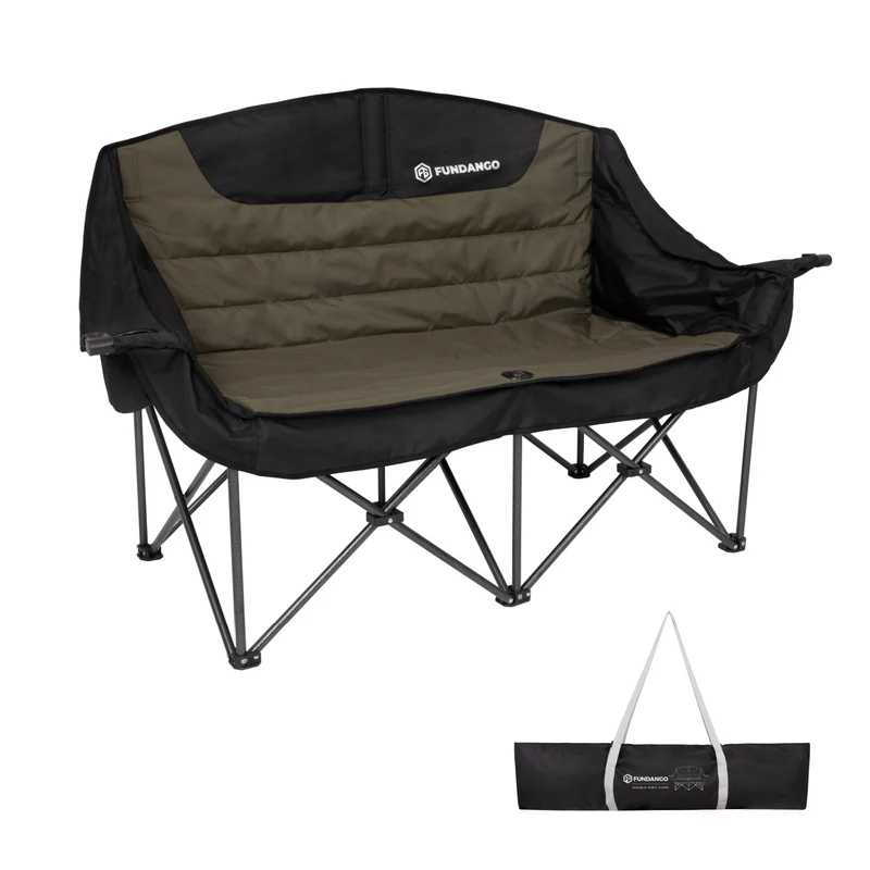 FUNDANGO Horizon Bliss P2 Double Folding Camping Loveseat | 2-Person Padded Outdoor Couch with Cup Holders Heavy Duty 880lb Capacity