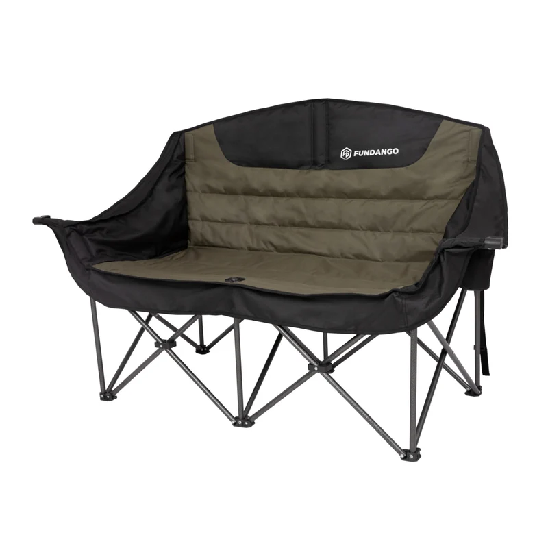 FUNDANGO Horizon Bliss P2 Double Folding Camping Loveseat | 2-Person Padded Outdoor Couch with Cup Holders Heavy Duty 880lb Capacity