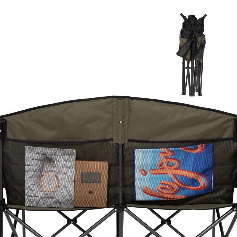 FUNDANGO Horizon Bliss P2 Double Folding Camping Loveseat | 2-Person Padded Outdoor Couch with Cup Holders Heavy Duty 880lb Capacity