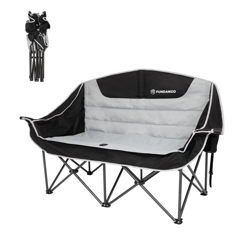 FUNDANGO Horizon Bliss P2 Double Folding Camping Loveseat | 2-Person Padded Outdoor Couch with Cup Holders Heavy Duty 880lb Capacity