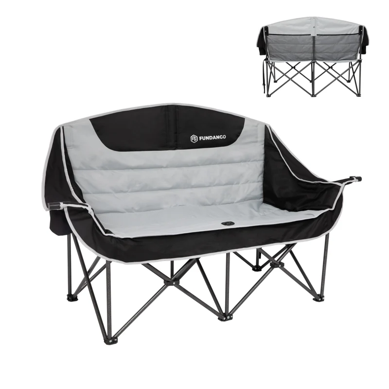 FUNDANGO Horizon Bliss P2 Double Folding Camping Loveseat | 2-Person Padded Outdoor Couch with Cup Holders Heavy Duty 880lb Capacity