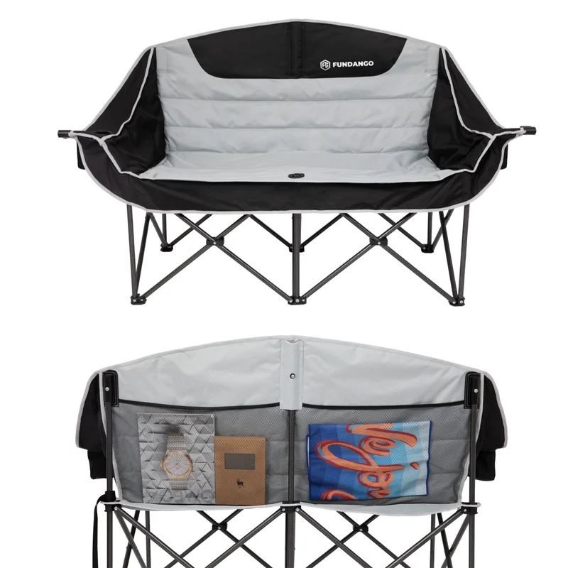 FUNDANGO Horizon Bliss P2 Double Folding Camping Loveseat | 2-Person Padded Outdoor Couch with Cup Holders Heavy Duty 880lb Capacity