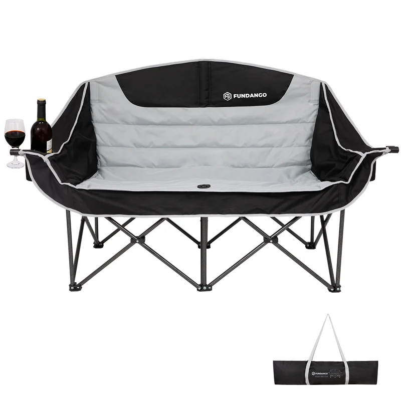 FUNDANGO Horizon Bliss P2 Double Folding Camping Loveseat | 2-Person Padded Outdoor Couch with Cup Holders Heavy Duty 880lb Capacity